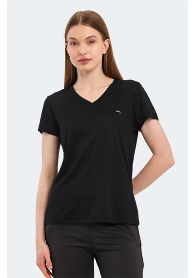 Slazenger RIVE Kadın V Yaka Siyah Tişört