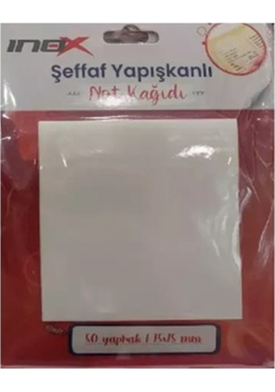 İnox Yapışkanlı Not Kağıdı Şeffaf 75x75mm 50 Yaprak