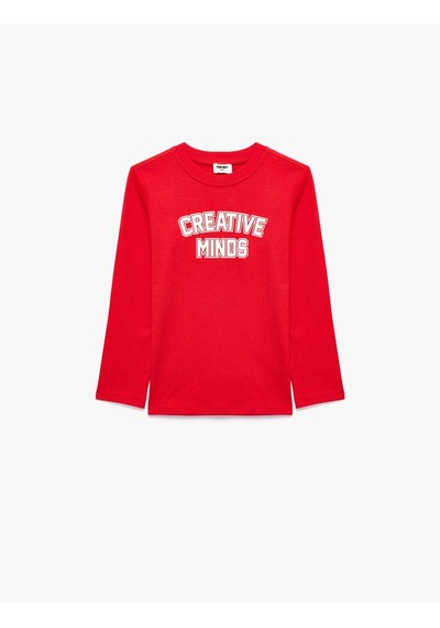 Koton Pamuklu Baskılı Kırmızı Erkek Çocuk Uzun Kollu T-shirt 7wkb10150tk