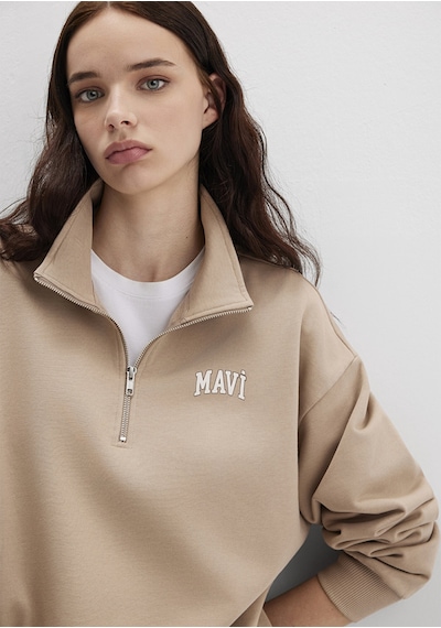 Mavi - Mavi Logo Baskılı Kahverengi Sweatshirt 1s10179-70344 Kahverengi