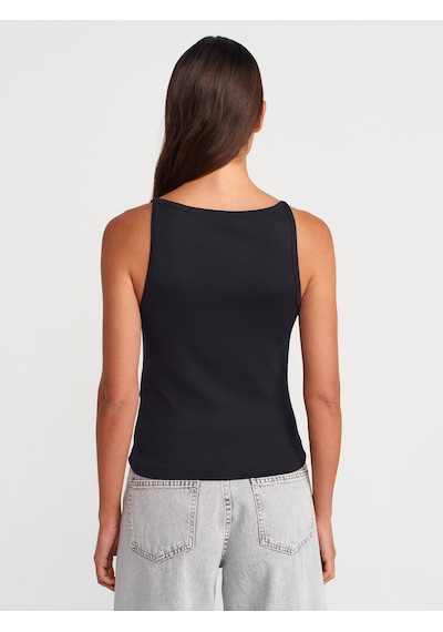 Dilvin 21048 Halter Yaka Top-siyah Siyah