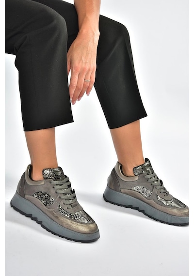 Fox Shoes V820720309 Gri Kalın Tabanlı Spor Ayakkabı Sneakers Gri
