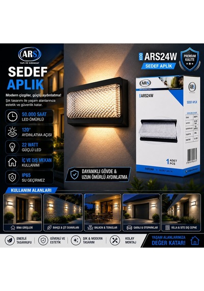 Ars-348953 Ip66 22w Sedef Led Aplik Duvar Lambası - 50.000 Saat Led Ömrü Diğer