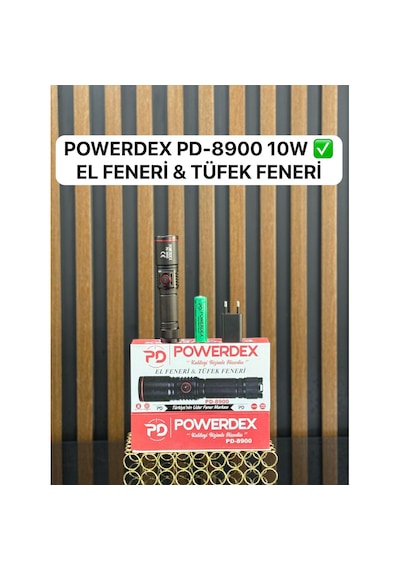 Powerdex Pd-8900 Taktik Şarjlı Avcı Feneri 2000 Metre Menzili Siyah