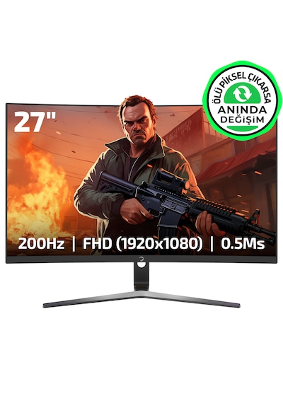Gamepower Vivid T50 27'' 0.5 MS 200 Hz Curved RGB Full HD Gaming Monitör
