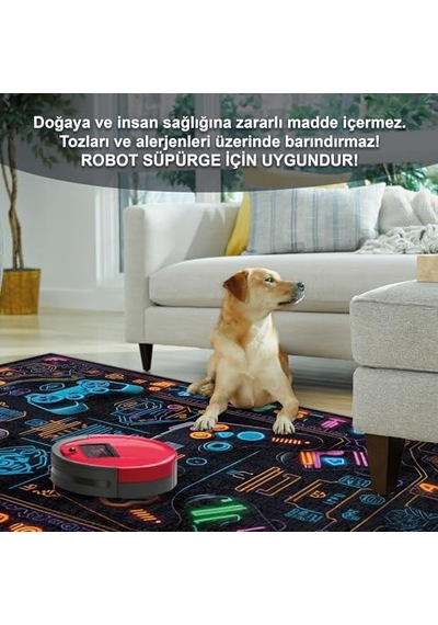 Oyuncu Odası Halısı Kaymaz Pamuk Tabanlı Yıkanabilir Antibakteriyel Gamer Gaming Halısı 140x200 Genel