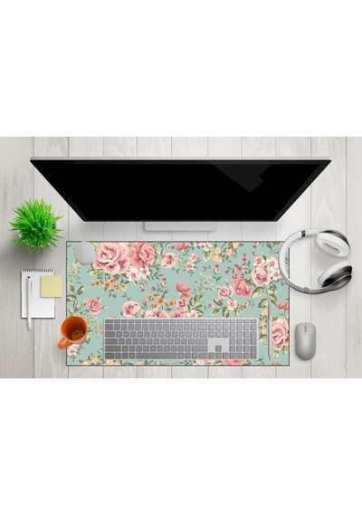 Mikrofiber Dekoratif Mouse Pad, 7mm Kalınlık, Kaygansız Taban, Leke Tutmaz, Su Geçirmez, Ofis Aksesuarı Turkuaz, 40x80cm