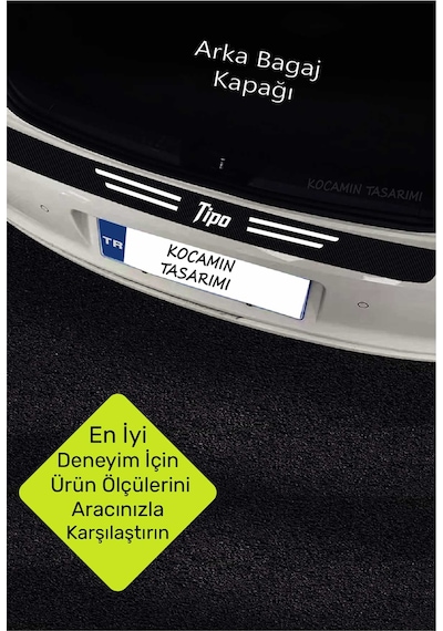 Fiat Tipo Araç Kapı Bagaj Eşiği Koruma Seti Çizilme Engelleyici Karbon Folyo Tipo Yazılı