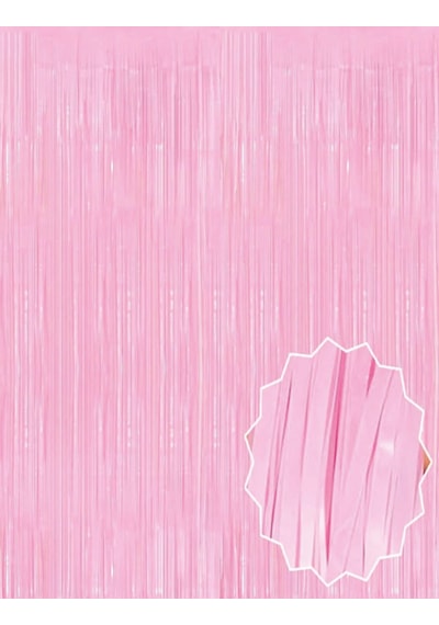 Soft Pembe Püsküllü Kapı Perdesi - Parti, Baby Shower, Cinsiyet Partisi 1x2 M 256