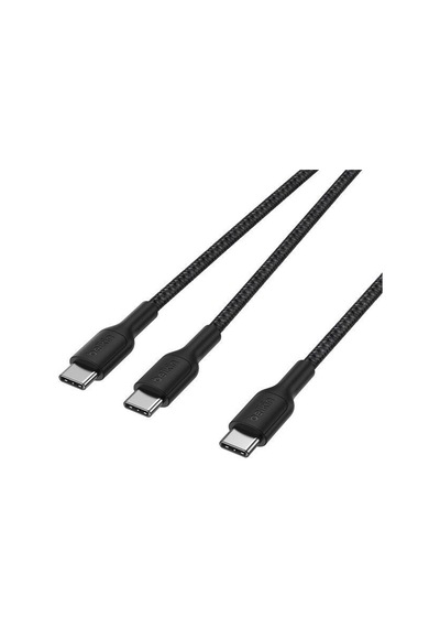 Belkin Cac004hq1.5mbk Boostcharge Pro 140w Usb-c To Dual Usb-c Örgülü Kablo 1.5m - Siyah