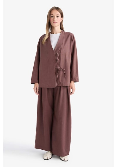 Defacto Wide Leg Keten Karışımlı Pantolon F7633ax25aubn328 Kahve