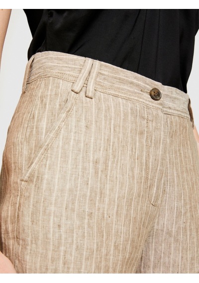 Sisley Keten Paçaları Dikişsiz Düz Paça Çizgisiz Pantolon Kadın Siyah Mix Pantolon - 324p4nthlf055