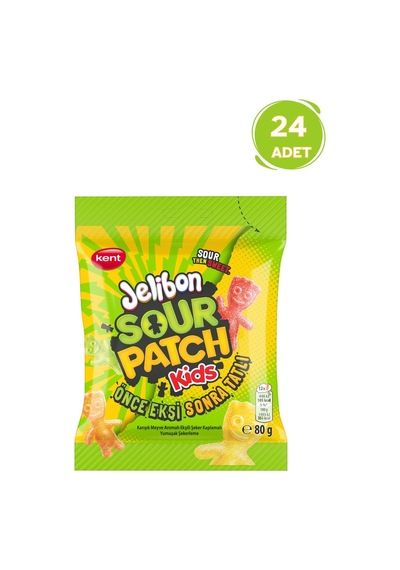 Kent Jelibon Sour Patch Kids Karışık Meyve Aromalı Şekerleme 24 x 80 G