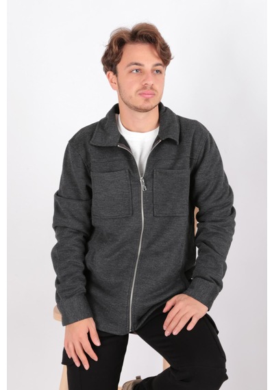 Cazador 5098 Erkek Sweatshirt Hırka Antrasit Melanj
