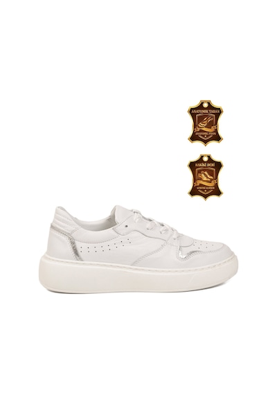 Voyager Beyaz Hakiki Deri Anatomik Tabanlı Kadın Casual Ayakkabı Sneaker Z202 Z