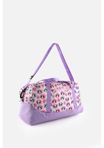 İcone Bag Baskılı Spor Çanta, Cepli Spor Çanta, Fermuarlı Detaylı Çocuk Spor Çanta, Lila
