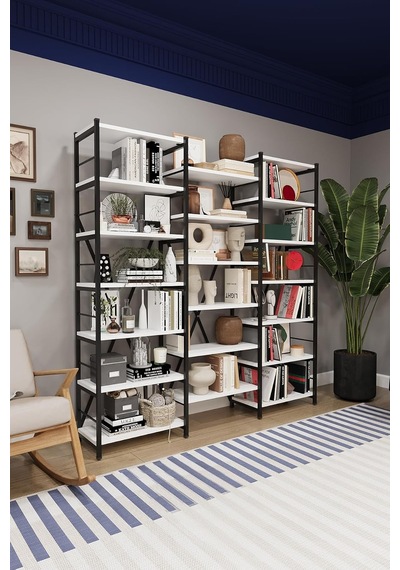 Asra Trend Beyaz Metalk03 3 Modüllü 17 Raflı Metal Kitaplık 165 Cm Geniş Endüstriyel Kitaplık Modern Salon Kütü Diğer Asra Trend Beyaz Metalk03 3 Modüllü 17 Raflı Metal Kitaplık 165 Cm Geniş Endüstriyel Kitaplık Modern Salon Kütü Diğer