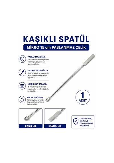 Kaşıklı Spatül Mikro 15 Cm Paslanmaz Çelik