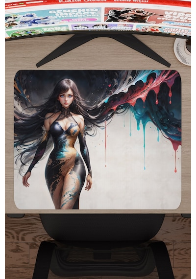 Dijital Art Anime Kadın Figür V5 48x40 Xl Gaming Kauçuk Kaymaz Taban Mouse Pad Fare Altlığı
