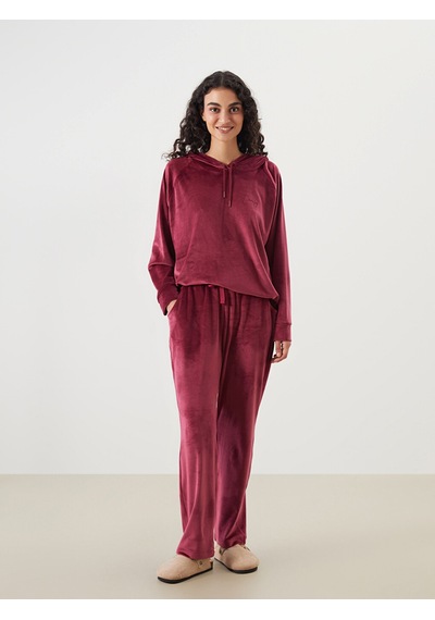 Lcw Dream Bordo Beli Lastikli Kadife Kadın Pijama Altı