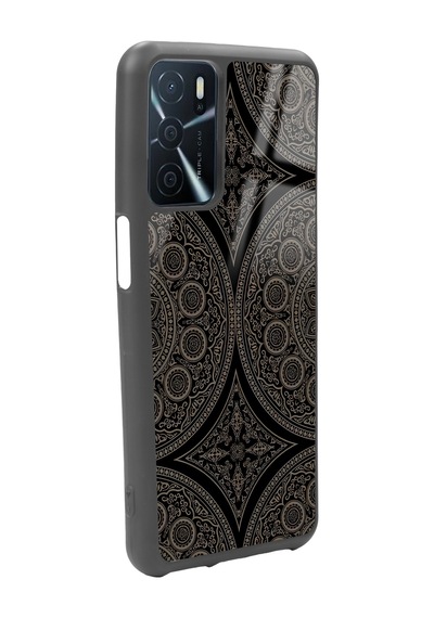 Oppo A16 Osmanlı Motif Tasarımlı Glossy Telefon Kılıfı Siyah