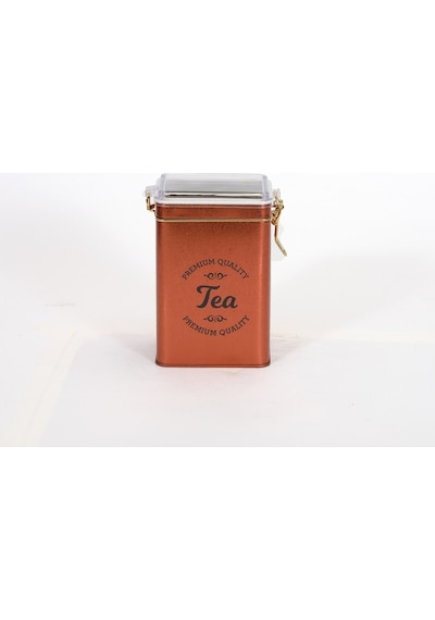 Evle Sn Tea Copper Desenli Kilitli Kapaklı Dikdörtgen Metal Saklama Kabı 1 L7.5 x 10 x 15 CM Çok Renkli