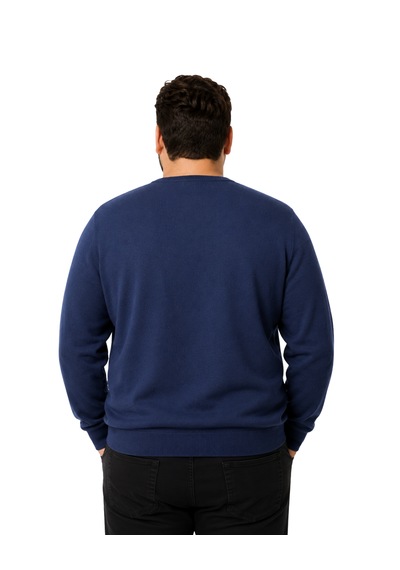 Battalmoda Erkek Büyük Beden İndigo V Yaka Pamuklu Kazak 3xl-4xl-5xl-6xl