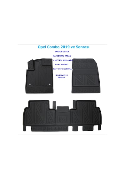 Opel Combo 2019 Ve Sonrası 4d Premium Havuzlu Paspas
