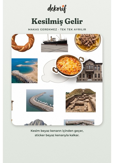 Samsun Sticker Seti 100 Adet - Bandırma Vapuru Bafra Pidesi Şahinkaya Kanyonu Gerçekçi Çıkartma Çok Renkli