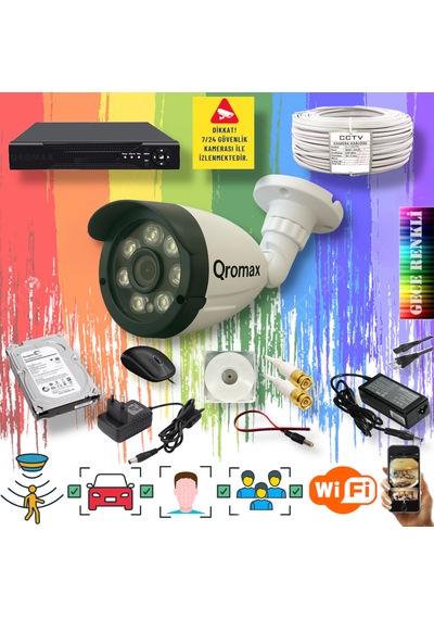 1 Kameralı Gece Renkli Yapay Zekalı Turbohd Set 3908w-104