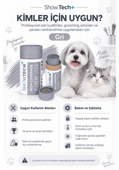 Showtech Colour-ıt El Yapımı Pigment Toz Geçici Köpek Tüy Boyası Gri