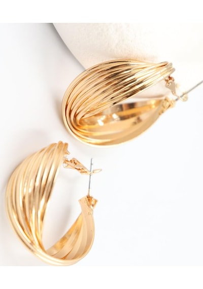 Gold Çelik Küpe 3 Cm Çok Renkli 84961903