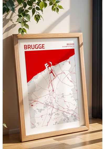 Brugge Belçika Belgium Haritası Çerçeveli Tablo Lüks Salon Ofis Duvar Dekorasyonu Hediyelik Tablo Kayın Brugge Belçika Belgium Haritası Çerçeveli Tablo Lüks Salon Ofis Duvar Dekorasyonu Hediyelik Tablo Kayın