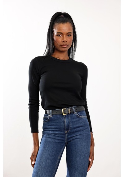 Siyah Fit Basic Uzun Kol Tişört SIYAH