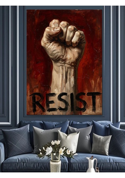 Resıst Yumruk Protesto Poster Dekoratif Kanvas - Mdf Ahşap Tablo