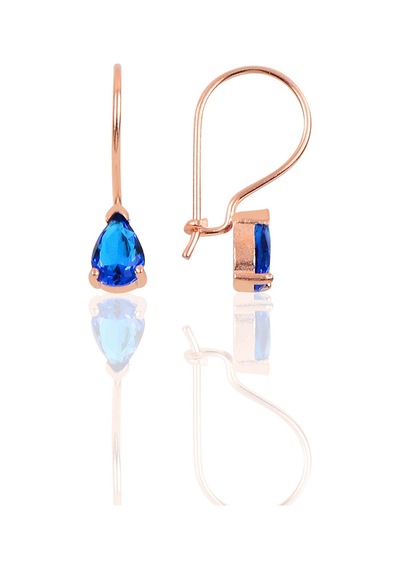 Gümüş Safir Taşlı Damla Modeli Çengelli Küpe N11.48655