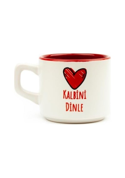 Kalbini Dinle Beyaz Venüs Kupa - Hediye Seramik Kupa Açık Ahşap