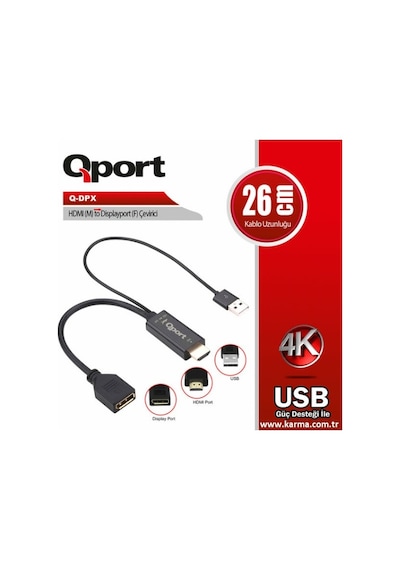 Hdmı M To Displayport F Çevirici Kablo 26cm Hdmi Qport Q-dpx