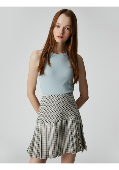 Koton Crop Atlet Dar Kesim Bisiklet Yaka Mavi 3sal30079ık Mavi