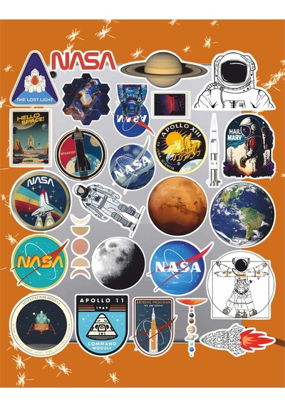 Nasa Seri 2 Temalı Sticker Seti Laptop Ajanda Pc Tablet Telefon Defter Etiket Bullet Journal Diğer