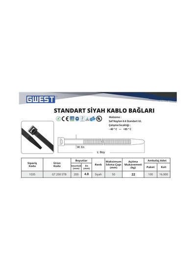 Gt 200stb 200x4,8mm Kablo Bagı