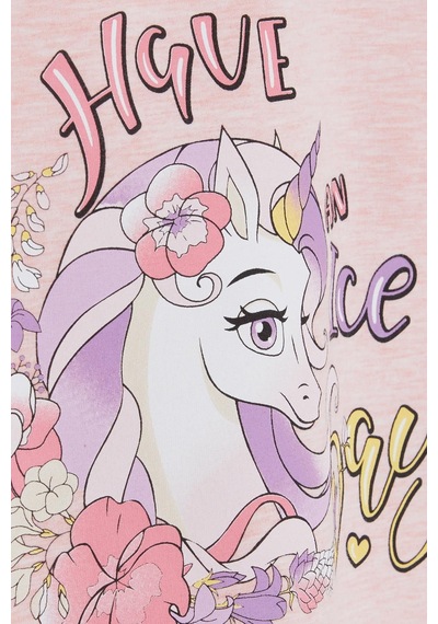 Breeze Kız Çocuk Sweatshirt Unicorn Baskılı 2-6 Yaş, Somon Melanj-somon Melanj Somon Melanj