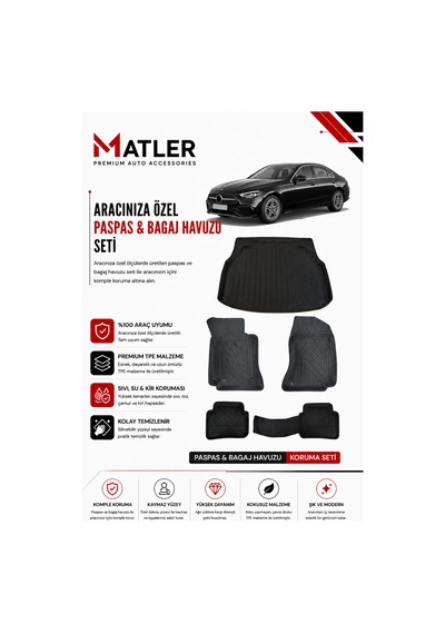 Mercedes W206 2027 Model 4d Ekstra Havuzlu Paspas Ve Bagaj Havuzu Set