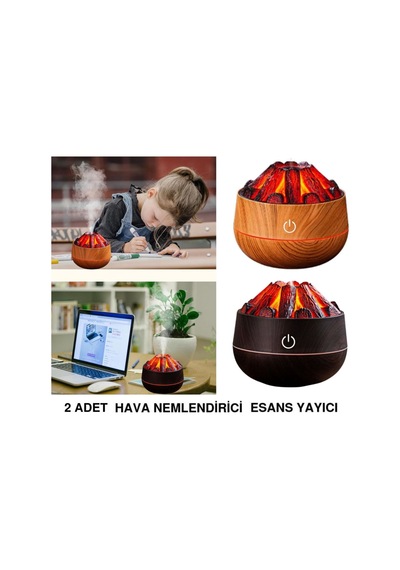 2 Adet Hava Nemlendirici,aroma Difüzörü Şömine Görünümlü Alev Buhar Makinesi