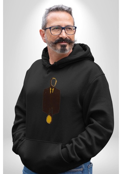 Görünmez İnsan Takım Elbise Kadın Erkek Siyah Kapüşonlu Sweatshirt Hoodie Siyah