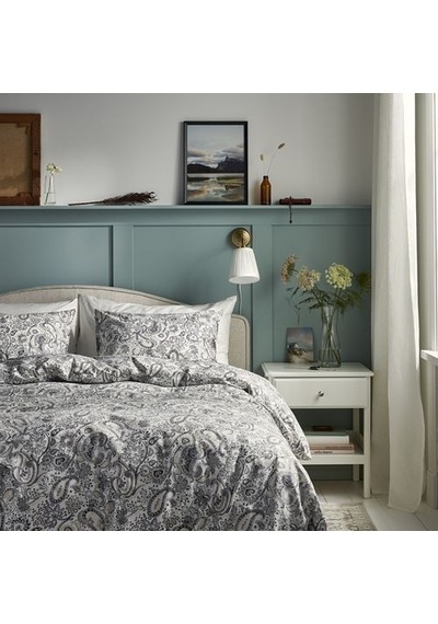 Ikea Rodgersıa Çift Kişilik Nevresim Seti, Gri-beyaz, 240x220/50x60 Cm