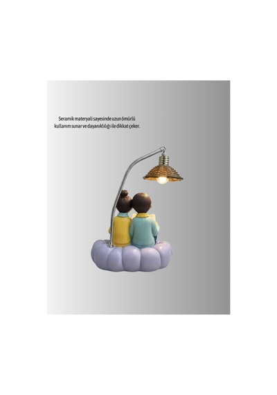 Romantik Çift Temalı Dekoratif Masa Lambası Yumuşak Led Işık - Hs08374002-8587 Renkli Renkli