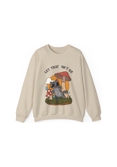 "bırak Gitsin Kedi" Baskılı Komik Ruh Sağlığı Sözlü Bisiklet Yaka Sevimli Kedi Mantar Desenli Motivasyonel Kedi Sever Öz Bakım Sweatshirt