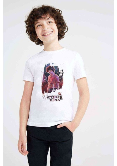 Tshirthane Stranger Things Mike Wallpaper Baskılı Unisex Çocuk Beyaz T-Shir