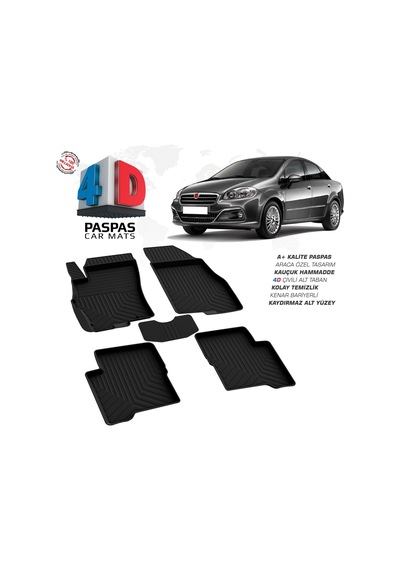 Fiat Linea 4d Araca Özel Havuzlu Kauçuk Paspas 2007-2018